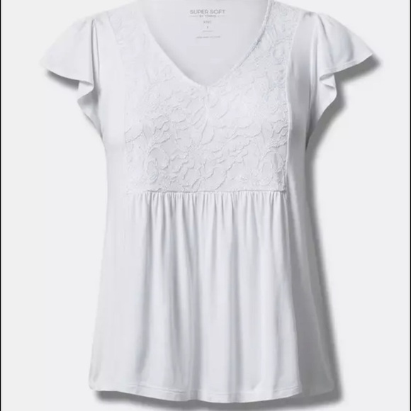 Super Soft V-Neck Ruffle Tee - Picture 1 of 5